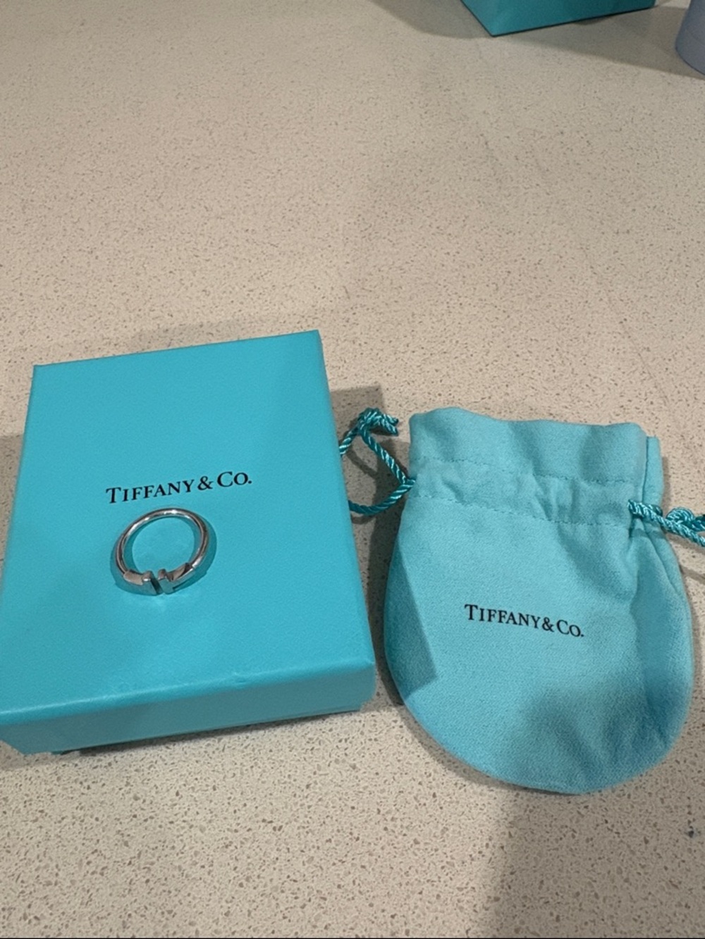 Tiffany and Co. white gold T ring
